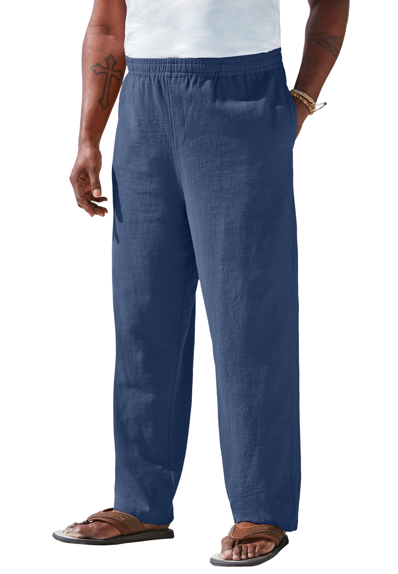 Kingsize Men's Big & Tall Elastic Waist Gauze Cotton Pants - Walmart.com