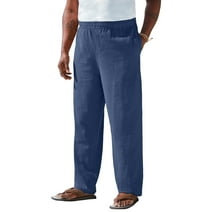 AdBFJAF Mens Casual Pants Elastic Waist Big and Tall Men's Solid Color ...