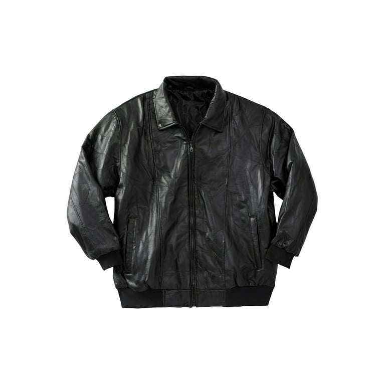 KingSize Men's Big & Tall Embossed Leather Bomber Jacket