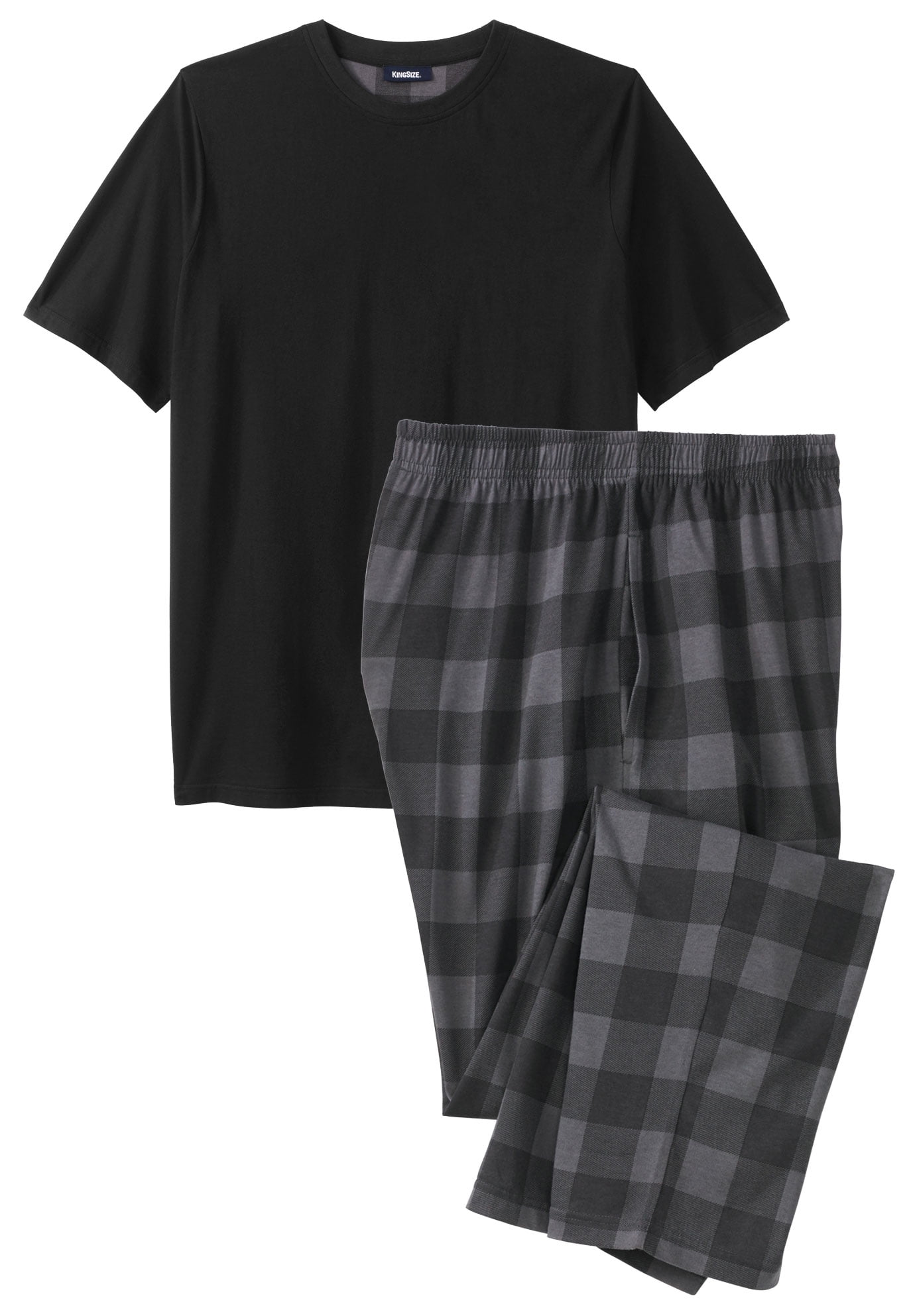 Kingsize Men's Big & Tall Jersey Knit Plaid Pajama Set Pajamas