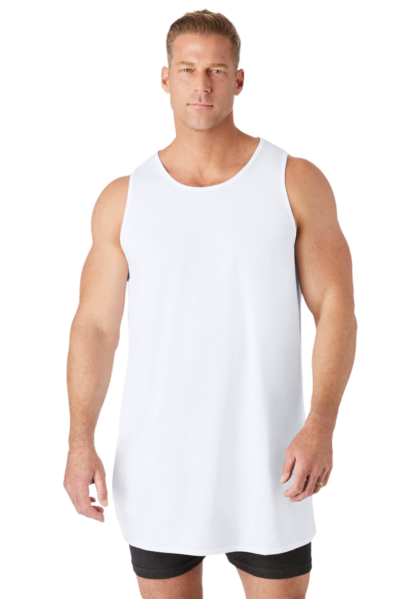 Kingsize Men's Big & Tall Longer Length Tank 3Packs