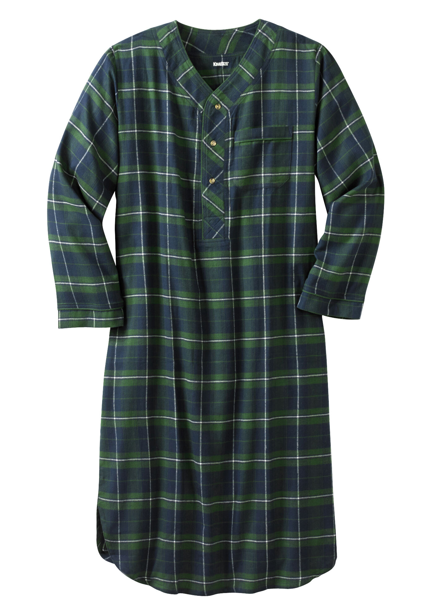 Kingsize Men's Big & Tall Plaid Flannel Nightshirt Pajamas - Walmart.com