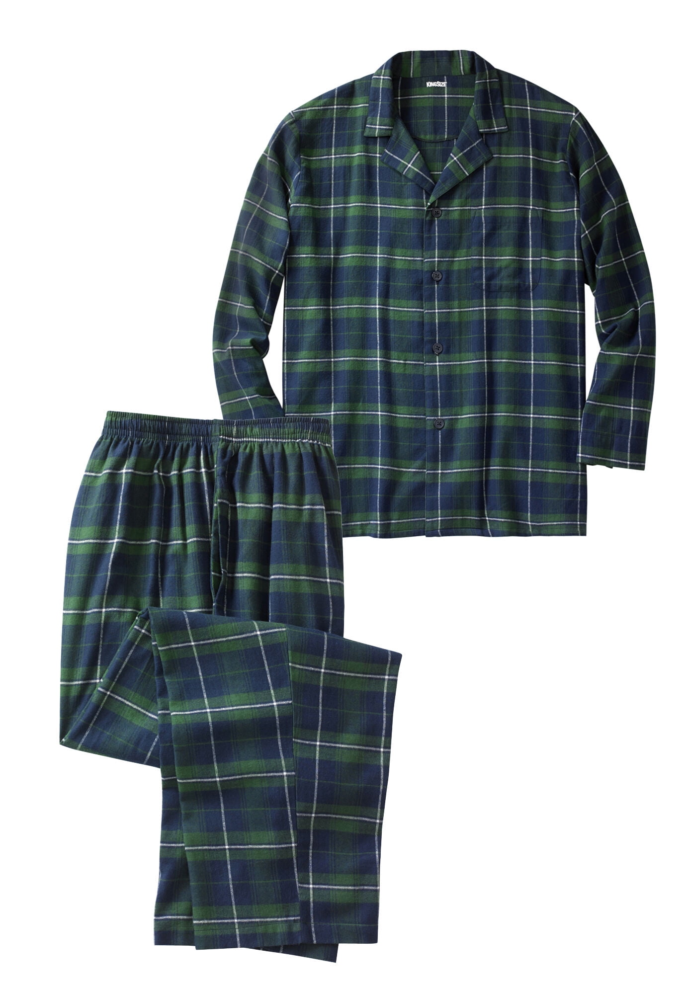 Kingsize Men's Big & Tall Plaid Flannel Pajama Set Pajamas