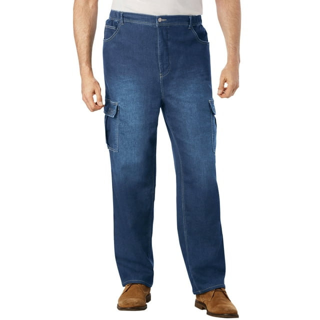 Kingsize Men's Big & Tall Relaxed Fit Cargo Denim Look Sweatpants Jeans