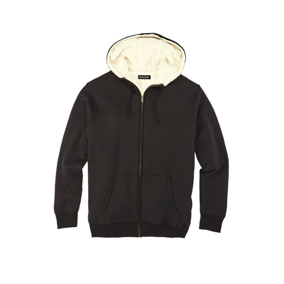 Kingsize Men's Big & Tall Sherpa-lined Fleece Zip Hoodie Jacket