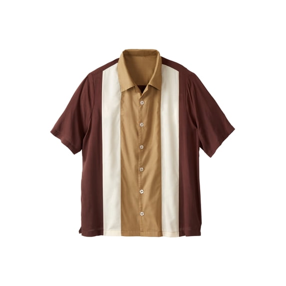 Kingsize Men's Big & Tall Short-Sleeve Colorblock Rayon Shirt