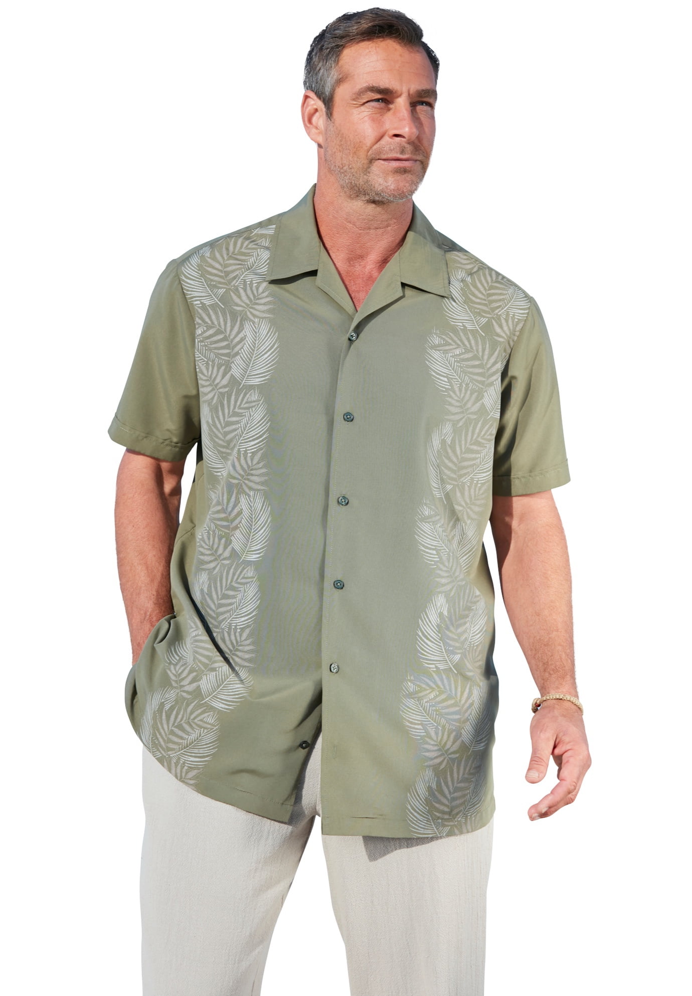 Kingsize Men's Big & Tall Short Sleeve Island Shirt - Walmart.com