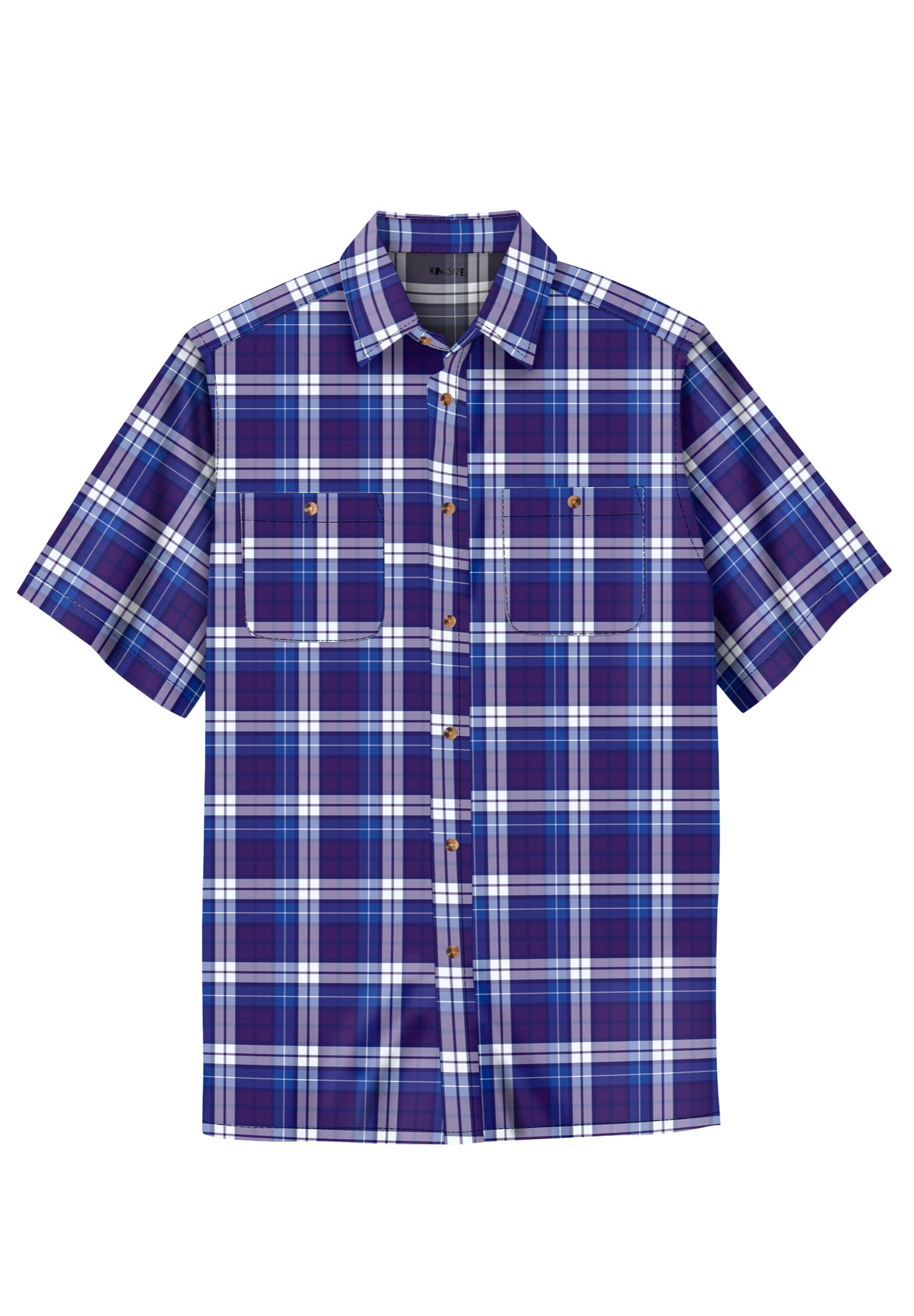 Kingsize Men's Big & Tall Short-Sleeve Plaid Sport Shirt - Walmart.com
