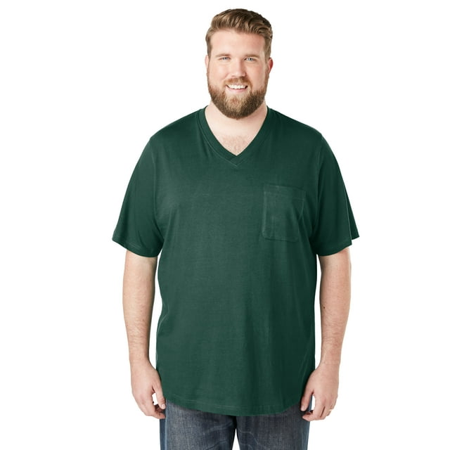 Kingsize Men's Big & Tall Shrink-Less™ Lightweight V-Neck Pocket T ...