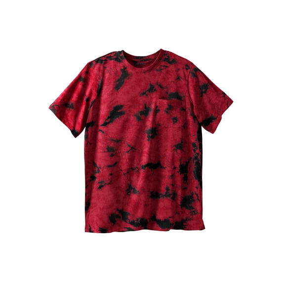KingSize Men's Big & Tall Shrink-Less Lightweight Pocket Crewneck T-Shirt - 2XL, Red Marble
