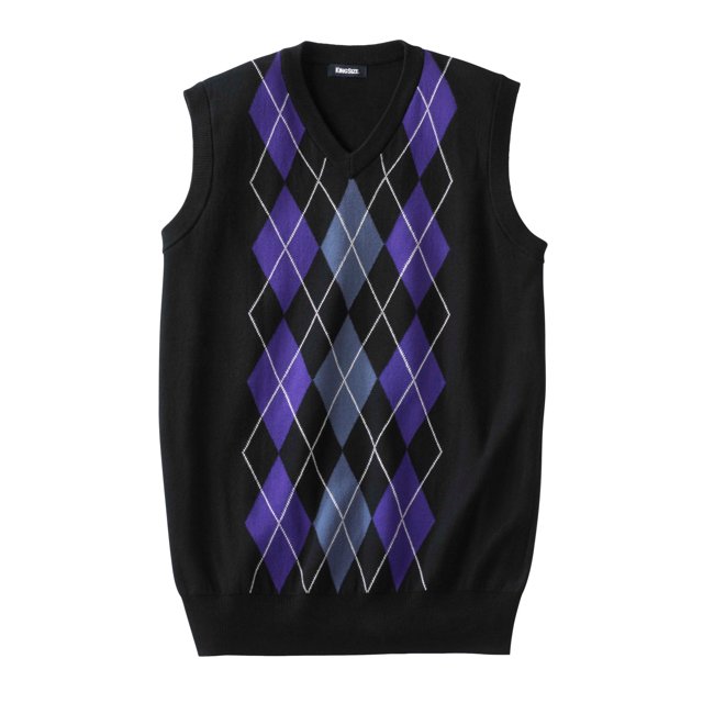 Kingsize Men's Big & Tall VNeck Argyle Sweater Vest
