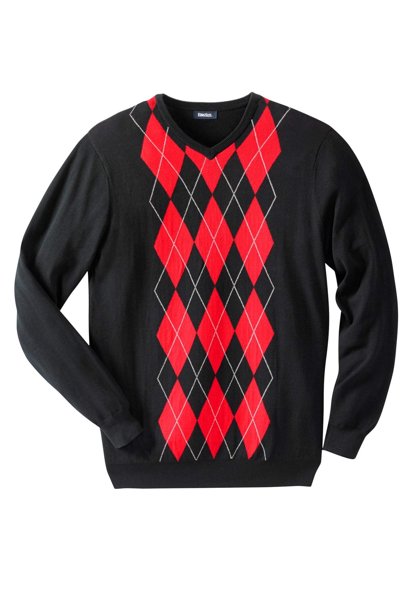 Kingsize Men's Big & Tall V-Neck Argyle Sweater - Walmart.com