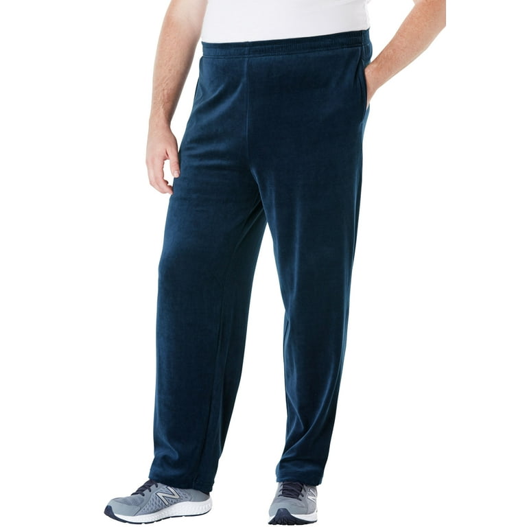 Kingsize Men s Big Tall Velour Open Bottom Pants Walmart