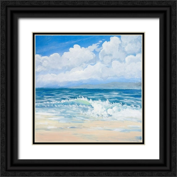 Kingsley 15x15 Black Ornate Wood Framed with Double Matting Museum Art Print Titled - Waves II