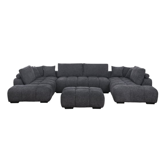Kingsley 4-Piece Chenille Upholstered Large U-Shape Sectional Dark Gray