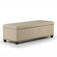 thumbnail image 1 of Kingsley 48 inch Wide Transitional Rectangle Large Storage Ottoman in Distressed Grey Vegan Faux Leather-Finish:Satin Cream,Style:Faux Leather, 1 of 5