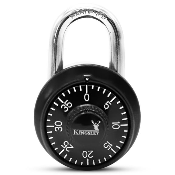 Kingsley Black Combination Lock Keyless Lock, Spin Dial Lock for Locker, School Lock, Gym Lock, Office Combo Lock (Black)