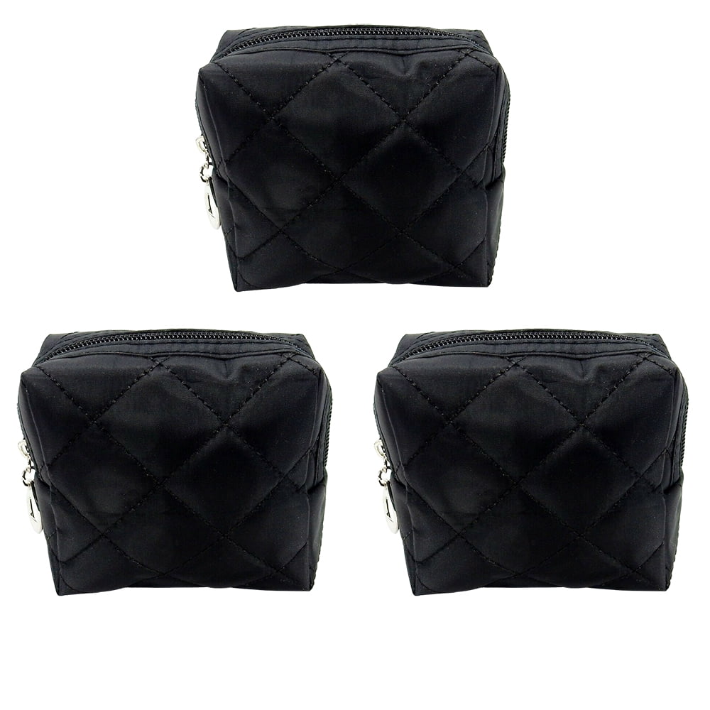 Quilted leather makeup bag