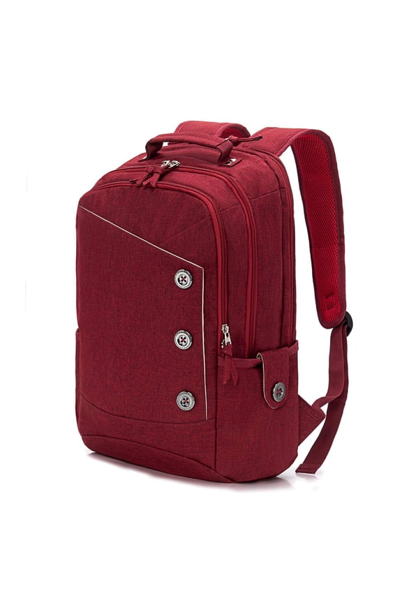 Kingslong 15.6 Inch Laptop Backpack Durable Linen Large Capacity Casual Daypack (red)