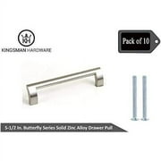 Kingsman Series (Pack Of 10) Solid Zinc Alloy Cabinet Drawer Pull Handle For Kitchen And Bathroom With Brushed Finish (5-1/2 Inch)