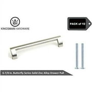 Kingsman Series (Pack Of 10) Solid Zinc Alloy Cabinet Drawer Pull Handle For Kitchen And Bathroom With Brushed Finish (6-7/8 Inch)