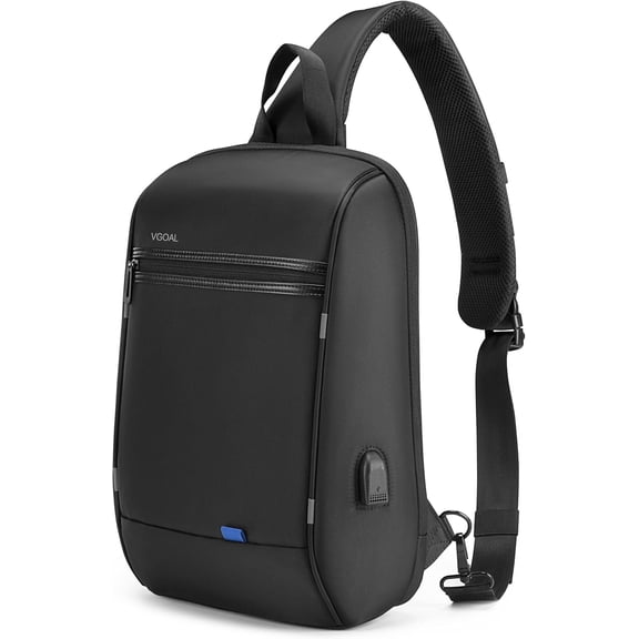 VGOAL Anti-Theft Laptop Sling Backpack - Waterproof 13" Hiking Daypack for Men with USB Port - Perfect for Travel and Camping-Black