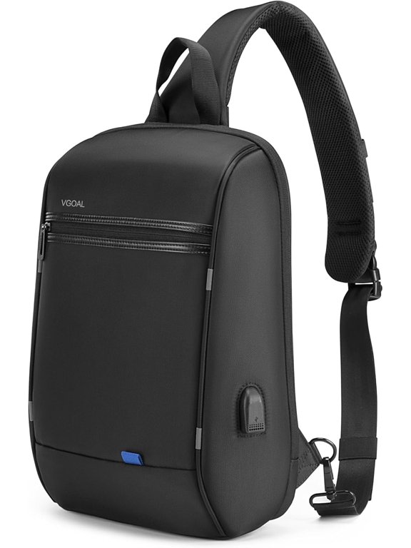 VGOAL Anti-Theft Laptop Sling Backpack - Waterproof 13" Hiking Daypack for Men with USB Port - Perfect for Travel and Camping-Black