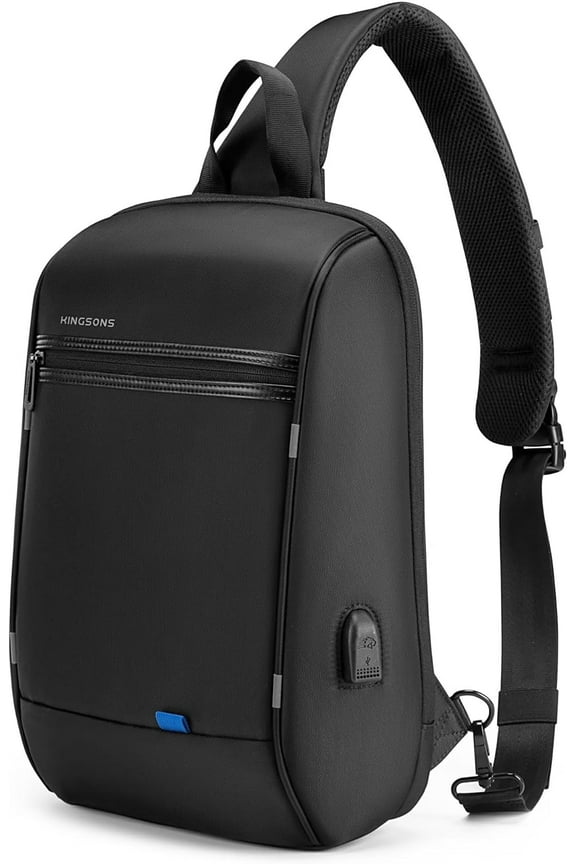 Anti-Theft Laptop Sling Backpack - Waterproof 13" Hiking Daypack for Men with USB Port - Perfect for Travel and Camping-Black