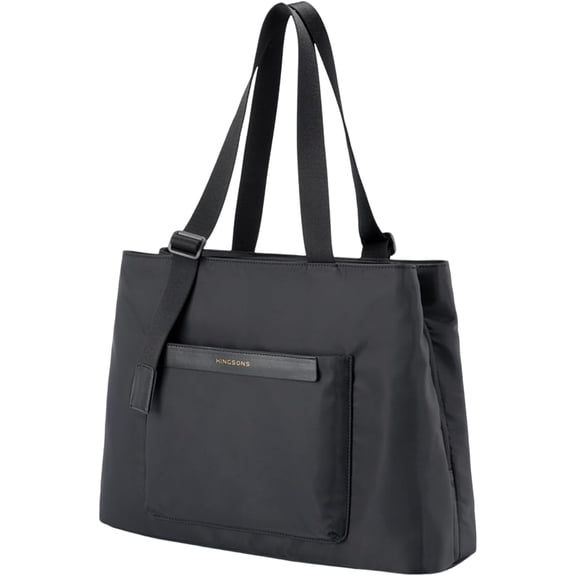 Kingsons Large Nylon Tote Bag for Women, Waterproof 14" Laptop Shoulder Bag with Multi-Pockets, Versatile Work, Travel, and School Handbag with Adjustable Crossbody Strap, black