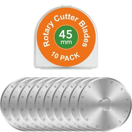 Kingsource 45mm Rotary Cutter Blades 10 Pack Fits Olfa, Fiskars, Replacement Rotary Blade for Arts Crafts Quilting Scrapbooking Sewing, Sharp and Durable