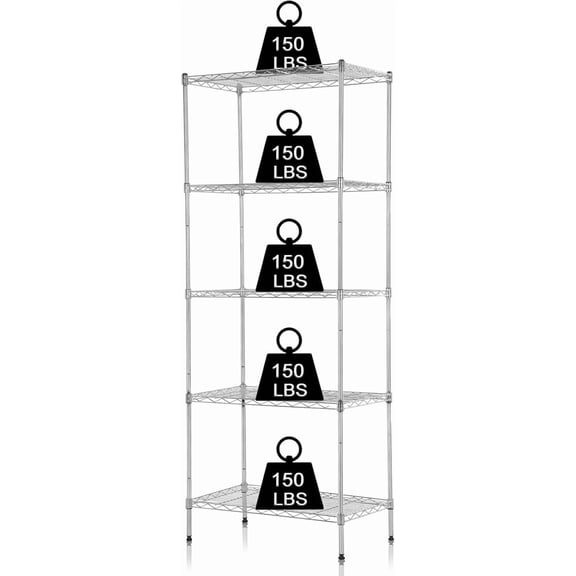 Kingsss 5-Tier Wire Shelving Unit, 24" W x 14" D x 60" H Metal Storage Rack, NSF Certified Heavy Duty Garage Shelves, 750 lbs Capacity Adjustable Pantry Organizer for Kitchen, Laundry, Office