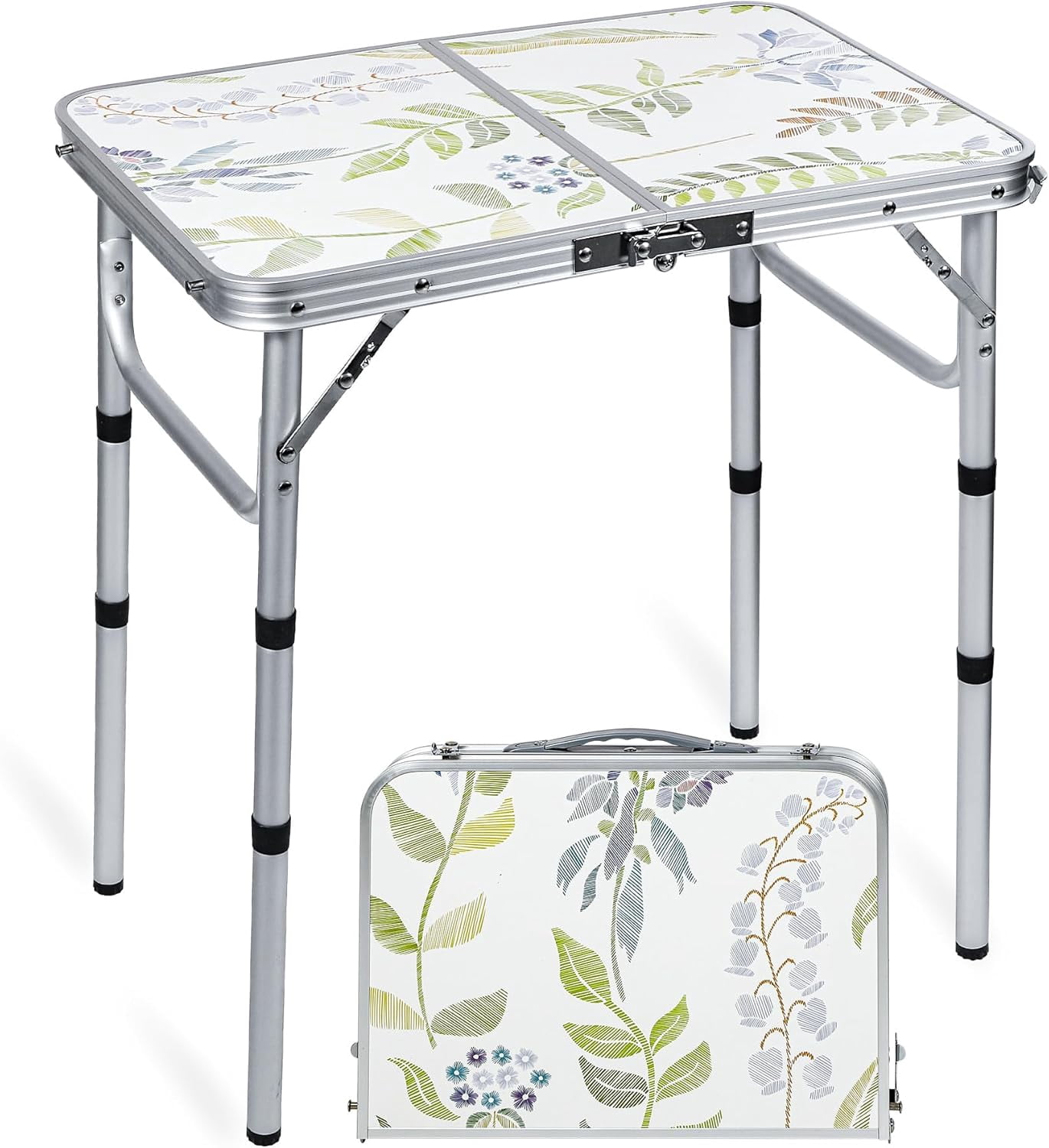 Kingsss Camping Table 2ft,Portable Picnic Table Adjustable Height Small ...