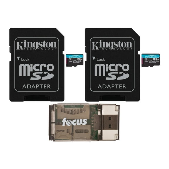 Kingston 128GB MicroSDXC Canvas Go Plus Memory Cards with USB 2.0 Card Reader