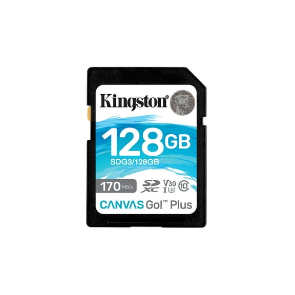 Kingston 128GB SDXC Canvas Go Plus 170MB/s Read UHS-I Class 10 UHS-I U3 V30 Memory Card SDG3/128GB