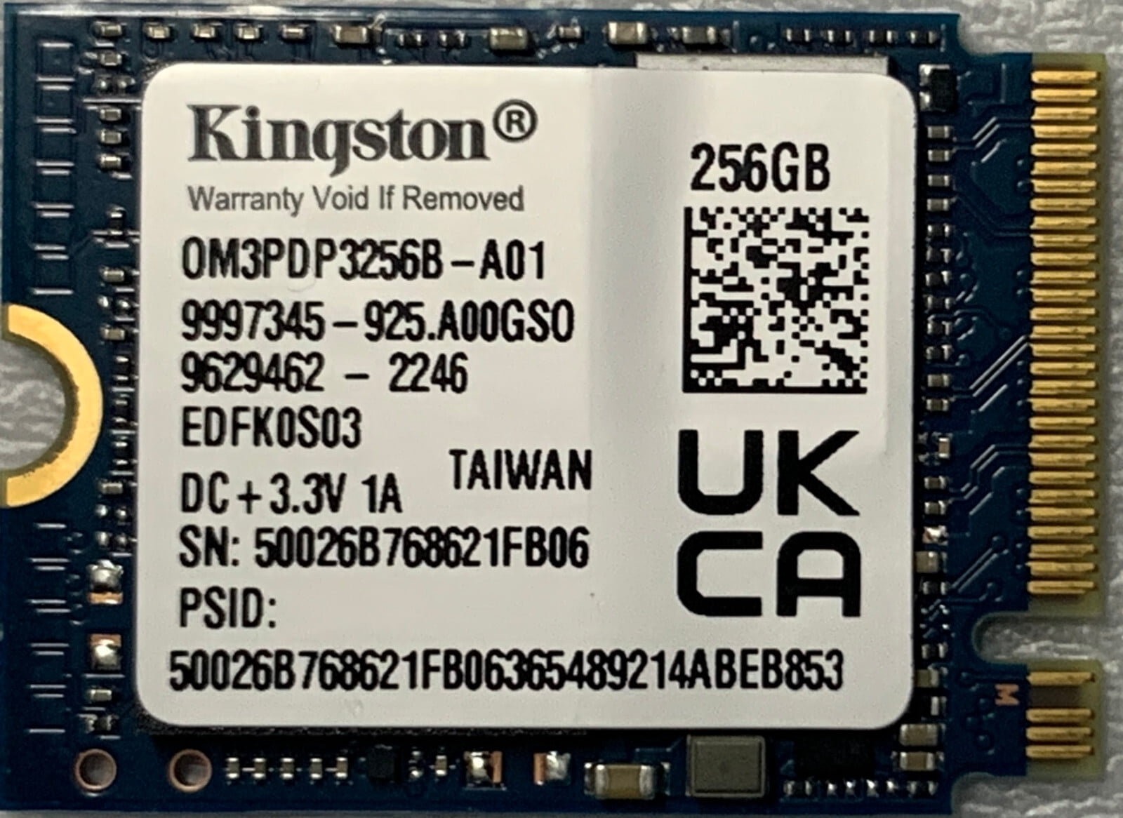 Kingston 256GB 2230 SSD M.2 NVMe Steam Deck Surface Laptop 0m3pdp3256b-a01