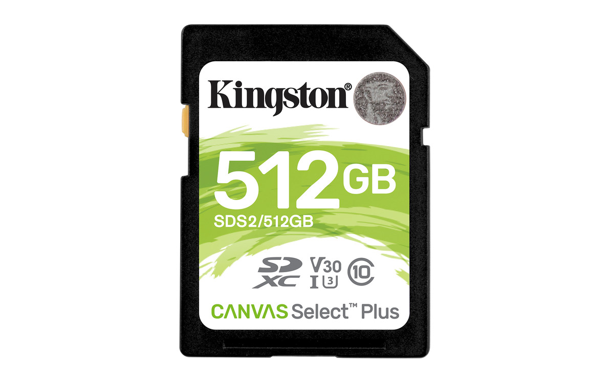 Kingston 512GB SDXC Canvas Select Plus 100MB/s Read Class 10 UHS-I U3 V10 Memory Card SDS2/512GB - image 1 of 2