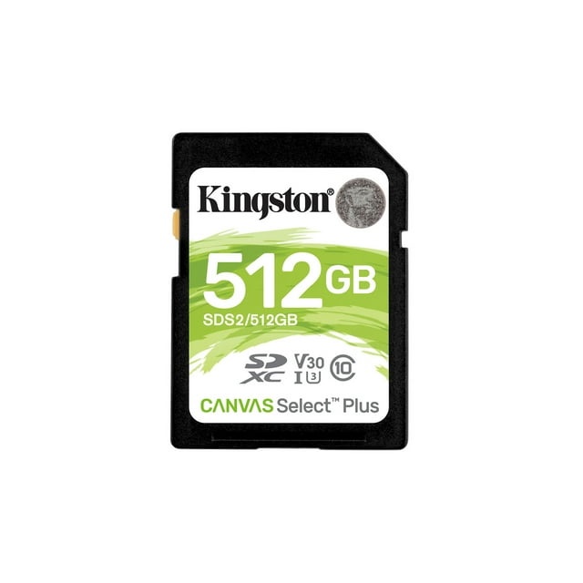 Kingston 512GB SDXC Canvas Select Plus 100MB/s Read Class 10 UHS-I U3 V10 Memory Card SDS2/512GB