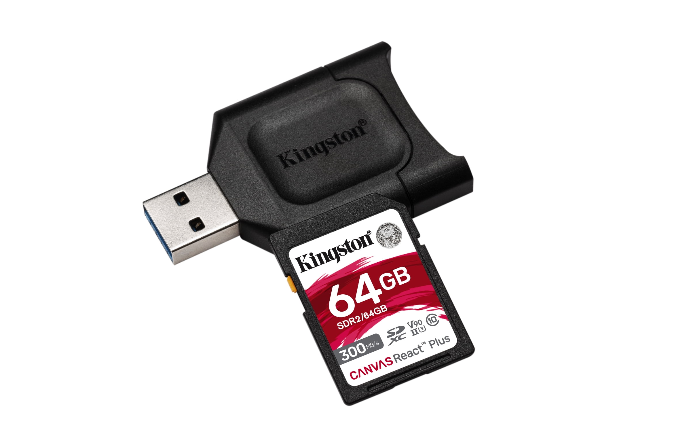 Memoria Flash Tarjeta SD 64GB Kingston Canvas React Plus 300MB/s UHS-II,  U3, V90 –