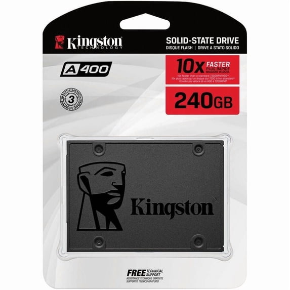 Kingston A400 240 GB Solid State Drive - 2.5" Internal - SATA (SATA/600) - Desktop PC, Notebook Device Supported - 500 MB/s Maximum Read Transfer Rate - 3 Year Warranty - 1
