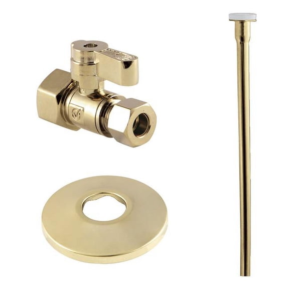 Kingston Brass 0.5 in. FIP x 0.375 in. OD Comp Straight Valve Toilet Supply Kit - Polished Brass