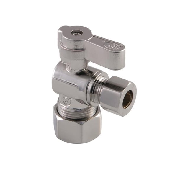 Kingston Brass  0.62 in. OD Compression x 0.37 in. OD Compression Angle Stop Valve, Brushed Nickel