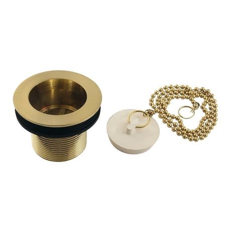 Kingston Brass DSP15SB 1.5 in. Chain & Stopper Tub Drain with 1.5 in. Body Thread, Brushed Brass