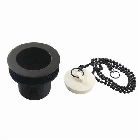 Kingston Brass DSP17MB 1.5 in. Chain & Stopper Tub Drain with 1.75 in. Body Thread, Matte Black