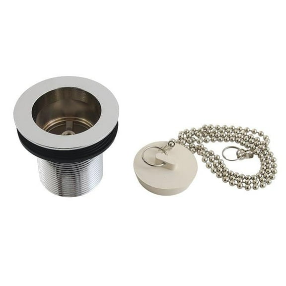 Kingston Brass DSP20CP 1.5 in. Chain & Stopper Tub Drain with 2 in. Body Thread, Polished Chrome