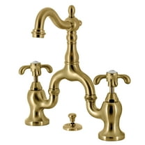 Kingston Brass KS7977TX French Country, Brushed Brass Bridge Bathroom Faucet with Matching Pop-up Drain