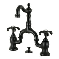 Kingston Brass KS7970TX French Country Bridge Matte Black Bathroom Faucet with Matching Pop-up Drain