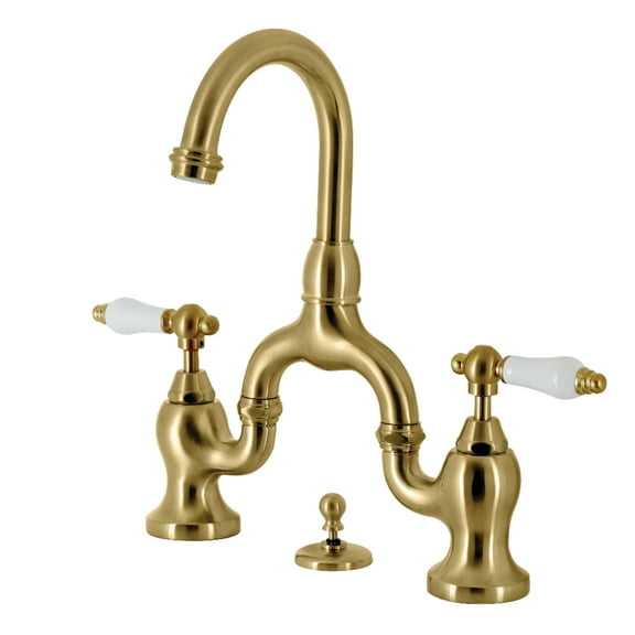 Kingston Brass KS7997PL English Country Solid Brass Bridge Bathroom Faucet with Matching Pop up Drain