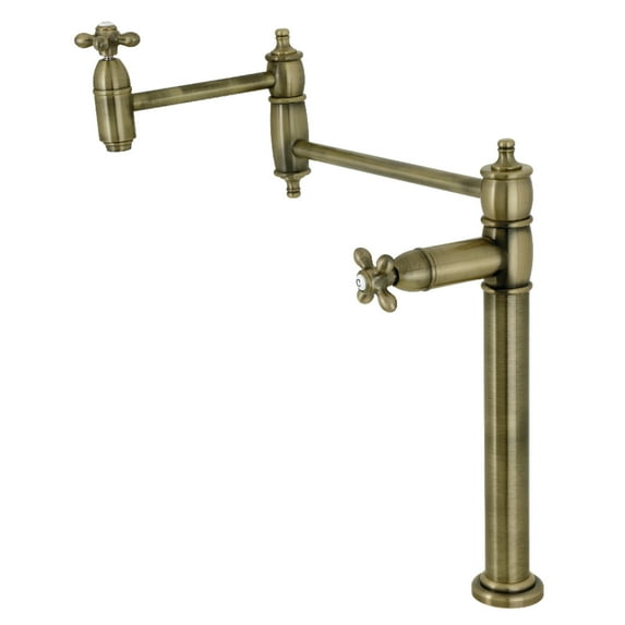 Kingston Brass KS3703AX Restoration Deck Mount Pot Filler Faucet, Antique Brass