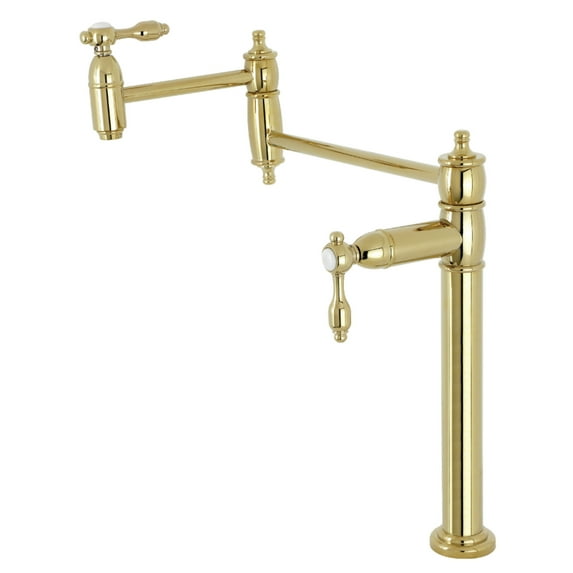 Kingston Brass KS3702TAL Tudor Deck Mount Pot Filler Faucet, Polished Brass