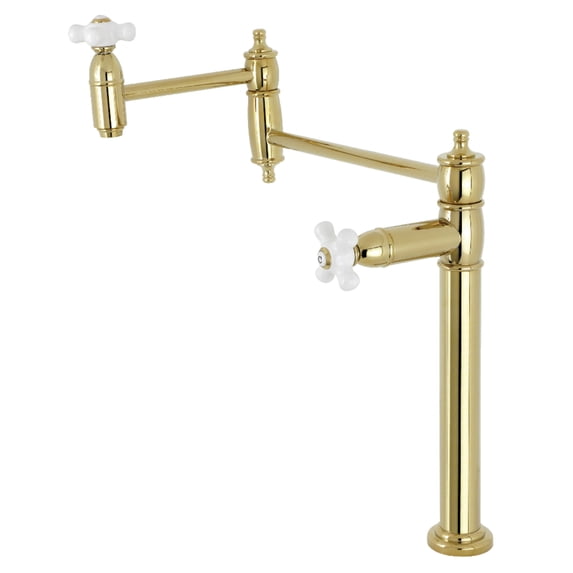 Kingston Brass KS3702PX Restoration Deck Mount Pot Filler Faucet, Polished Brass